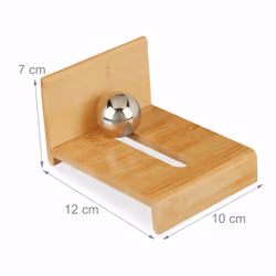 Relaxdays Support pour cartes de visite avec boule, 1 compartiment, Accessoire de bureau, Rangement bambou, naturel - Vue supplémentaire 4