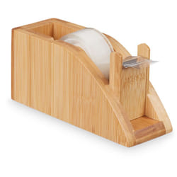 Relaxdays - Dévidoir à rouleau adhésif bureau bambou, distributeur de bande adhésif rouleau de 25 mm, bricolage, naturel