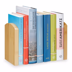 Relaxdays Serre-livres Presse-livres bambou Range-livres décoration set de 2 presse-papier 17x115x125 cm nature