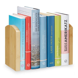 Relaxdays Serre-livres Presse-livres bambou Range-livres décoration set de 2 presse-papier 17x115x125 cm nature