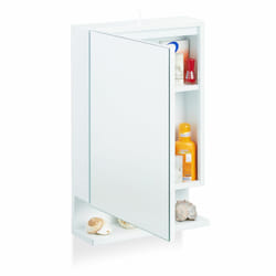 Armoire de Toilette 1 Porte Miroir 3Tablettes Prise Courant Meuble Mural Placard sdb, 55x35x12 cm, Blanc - Relaxdays