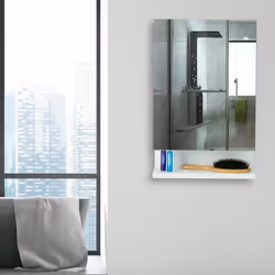 Armoire de Toilette 1 Porte Miroir 3Tablettes Prise Courant Meuble Mural Placard sdb, 55x35x12 cm, Blanc - Relaxdays
