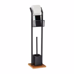 Relaxdays 10024628, Support et brosse pour toilettes, Noir, Panneaux MDF, Plastique, 185 mm, 185 mm, 780 mm