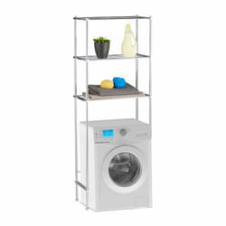 Relaxdays Etagère machine à laver, Etagère WC, 3 étages, armoire de machine à laver chrome, HLP 162 x 63 x 30, argenté