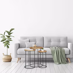 Relaxdays Table basse lot de 3, Tables d'appoint rondes, Table de chevet 3 tailles, En métal et bois de manguier, nature - Vue supplémentaire 2