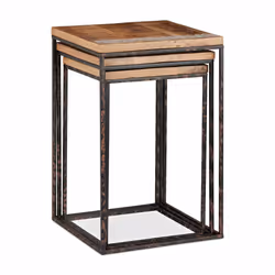 Table basse lot de 3, Tables d'appoint carrées, Table chevet 3 tailles, Métal et bois de manguier, marron/noir - Relaxdays - Vue supplémentaire 6