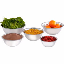 Optez pour ce set de 5 bols mélangeurs en inox comme accessoire de cuisine indispensable. Que ce soit pour mélanger une prépa ...