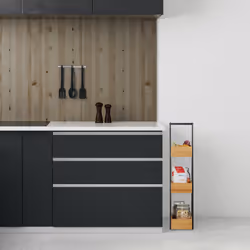 Etagère de salle de bain en bambou, peu encombrante, avec 3 étages, cuisine, salon, métal, 81x18x30cm, naturel - Relaxdays