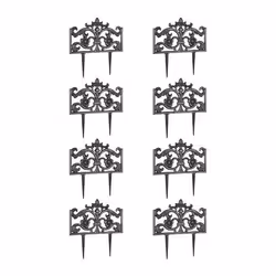 Bordure de jardin lot de 8 éléments fonte de fer clôture en métal piquet antiquités HxlxP: 37 x 36 x 2 cm bronze