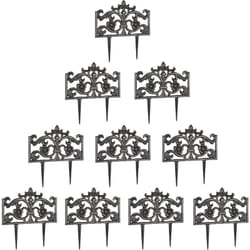 Relaxdays - Bordure de jardin, lot de 10 éléments, fonte de fer, clôture en métal, piquet, antiquités, HxlxP: 37 x 36 x 2 cm, bronze