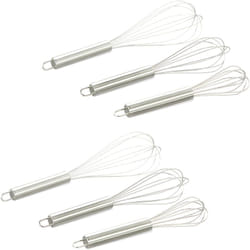 Fouet cuisine, lot de 6, fouet ballon professionnel manuel inox 8 pouces 10 pouces 12 pouces, argenté