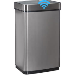 Poubelle avec senseur 60l, pour déchets, de cuisine, acier inoxydable, senseur de mouvements, batterie, grise - Relaxdays