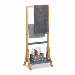Porte-serviettes sur pied, Support pour serviettes de bain, 3 barres, bambou rangement, 103x41x28 cm, nature - Relaxdays