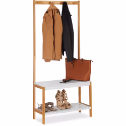 Description générale Rangez vos vestes et accessoires dans cet élégant portemanteau avec banc. Ce meuble polyvalent est parfa ...