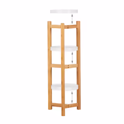 Relaxdays Etagère à fleurs, 3 étages, bambou et MDF, rond, moderne pour l'intérieur, HxL: 79 x 30 x 30 cm, naturel/blanc - Vue supplémentaire 6