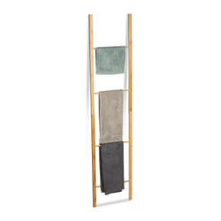 Relaxdays 10025014 porte-serviettes et anneau porte-serviettes Support de serviette Colonne Bambou