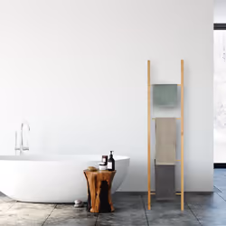 Relaxdays 10025014 porte-serviettes et anneau porte-serviettes Support de serviette Colonne Bambou
