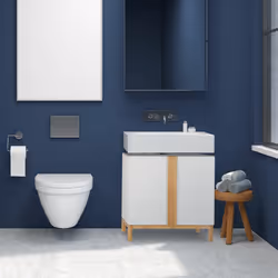 Relaxdays Meuble Dessous de Lavabo, Bambou, Meuble Sous Vasque, Evier salle de bains, HxLxP 61 x 60 x 30cm, blanc/nature