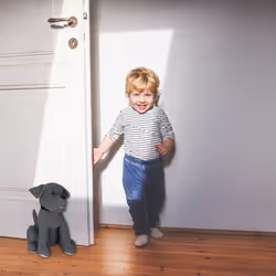 Relaxdays - Butoir pour porte chien, tampon pour porte décoratif, se tient droit, rempli, intérieur, 33 cm, gris