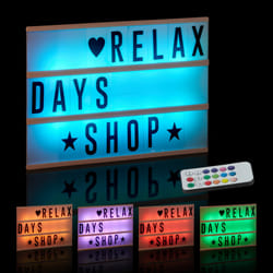 Relaxdays - boîte lumineuse avec changement de couleurs, 85 lettres et symboles, 3 lignes, avec des batteries, blanc