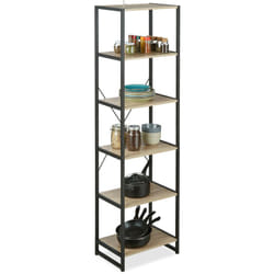 Tagère sur pieds, Etagère design industriel, Etagère livres 6 niveaux, hlp: 180x50x35 cm, PB/métal, Marron - Relaxdays