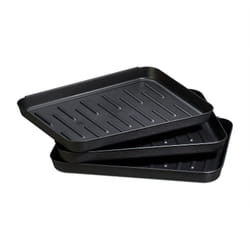 Relaxdays - Lot de 3 bacs à chaussures, égouttoirs en plastique, pour 3 paires de souliers, plateaux, 3 x 35 x 27 cm, noir