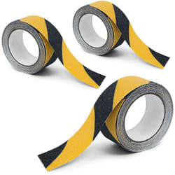 Relaxdays - Ruban adhésif 50 mm, lot de 3, 15 m, autocollant pour usage intérieur & extérieur, noir / jaune