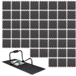Relaxdays - Tapis de sol protection, lot de 48, 30x30 cm dalle amortissante chocs, 1cm épaisseur bruit 2,1 m², noir