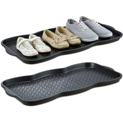 Relaxdays - 2x Plateaux égouttoir pour 6 bottes et chaussures bac noir en plastique égouttoir HxlxP: 3 x 75 x 38 cm, noir