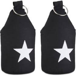 Relaxdays - 2x Cale porte bloqueur de porte tissu étoile sable poignée arrêt de porte butoir de porte HxlxP:25 x 12 x 12 cm, noir