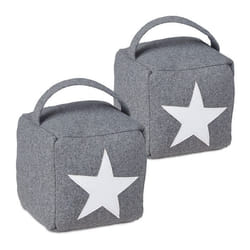 Cale porte avec poignée lot de 2 design étoile bloqueur de porte tissu et sable butoir de porte 20x15x15 cm gris