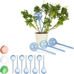 Relaxdays - Globes d'arrosage en plastique, lot de 12, distributeur eau plantes, 2 semaines, pot fleurs, boules arrosage, bleu