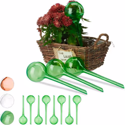 Personne n’aime retrouver ses plantes mortes en rentrant des vacances. Ce lot de 12 globes d’arrosage vous aide à maintenir v ...