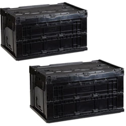 Relaxdays - Boîte de transport, lot de 2, stable, pour commerce, de qualité 60 litres HxlxP 32,5x58,5x39,5cm, noir