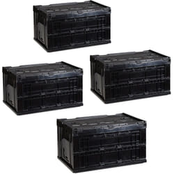 Relaxdays - Boîte de transport, lot de 4, stable, pour commerce, de qualité 60 litres HxlxP 32,5x58,5x39,5cm, noir