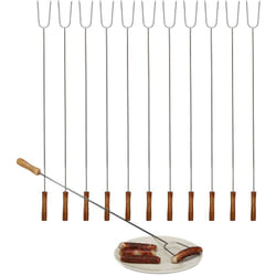 Relaxdays - 12x Brochettes de grill piques pour barbecue grillades en inox couverts viande légume 80 cm, nature/argent