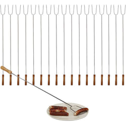 Relaxdays - 18x Brochettes de grill piques pour barbecue grillades en inox couverts viande légume 80 cm, nature/argent