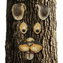 Relaxdays - Visage arbre lapin, Décoration pour arbre, 5 pièces, motif lièvre mignon, déco jardin, à suspendre, brun/beige