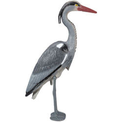 Relaxdays - Statue de déco héron, protection contre les chasseurs de poissons, oiseau sur pied, étang, à planter, pe, gris