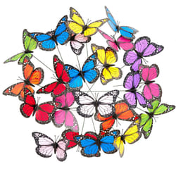 Relaxdays - Décoration de jardin papillon, lot de 36, jardinière, piquets pour plantes, déco extérieur, métal, pvc, coloré