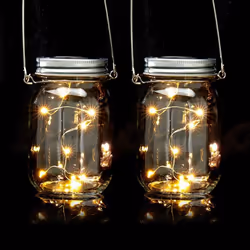Relaxdays Lampes solaires en verre lot de 2 8 LED chacune à poser ou suspendre éclairage de jardin transparent