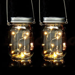 Relaxdays Lampes solaires en verre lot de 2 8 LED chacune à poser ou suspendre éclairage de jardin transparent