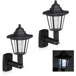 Relaxdays - Lampe murale solaire led, lot de 2, Applique solaire vintage, jardin, Lanterne solaire, étanche, noir
