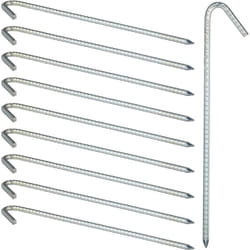Relaxdays - Piquets de fixation sol xl, Sardines, Lot de 10, acier galvanisé, tente, 39 cm, Acier électrozingué, argenté