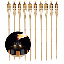 Description générale Les torches de jardin en lot de 10 apportent un éclairage enchanteur à votre extérieur. Fabriquées en ba ...