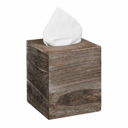 Boîte à mouchoirs carrée, Distributeur lingettes salle de bains, cube bois, Shabby, hlp 16,5x14x14 cm, marron - Relaxdays