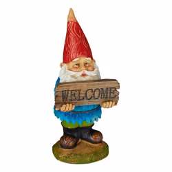 Relaxdays Gartenzwerg "Welcome", Gnome de jardin, 1 pièce(s), pierre, Multicolore, 135 mm, 120 mm