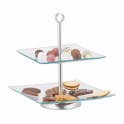 Relaxdays 10025679, Carré, Argent, Transparent, Verre, Acier inoxydable, 11 cm, 245 mm, 245 mm