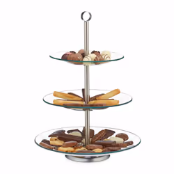 Relaxdays 10025680, Rond, Argent, Transparent, Verre, Acier inoxydable, 11,5 cm, 295 mm, 295 mm