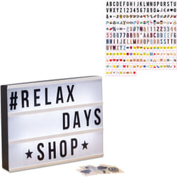 Set Light Box, Boîte à Lumière LED, avec 325 Lettres & Symboles, Caisson Lumineux, HLP 22x30x4,5cm, Blanc/Noir